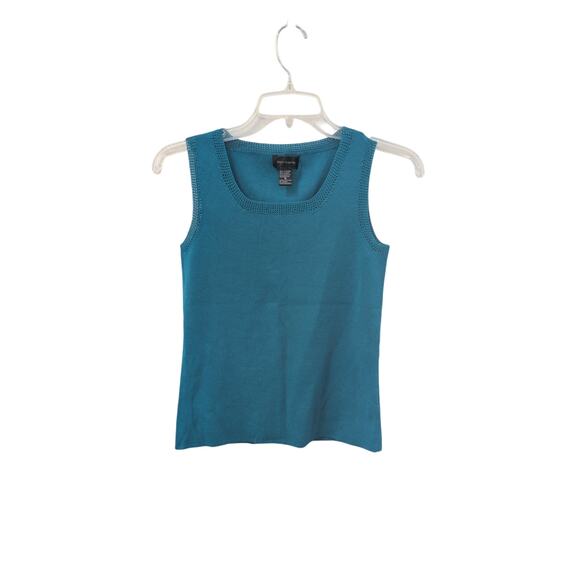 Pointelle Tops - Teal Pointelle Knit Top | Size Small | Viscose Blend